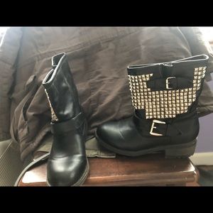 Black and jeweled booties